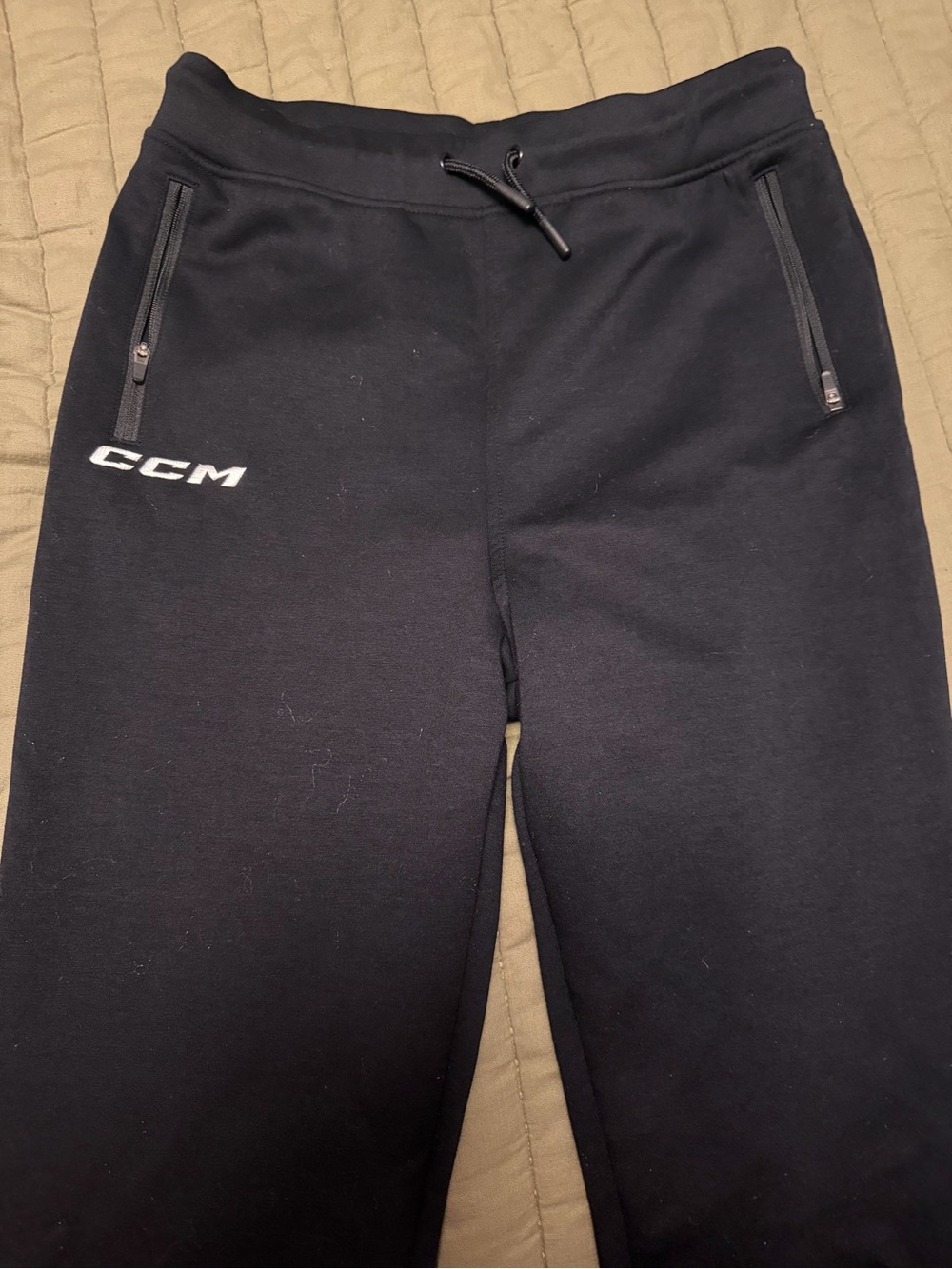 CCM Boys Black Athletic Pants Joggers - Zipper Pockets
